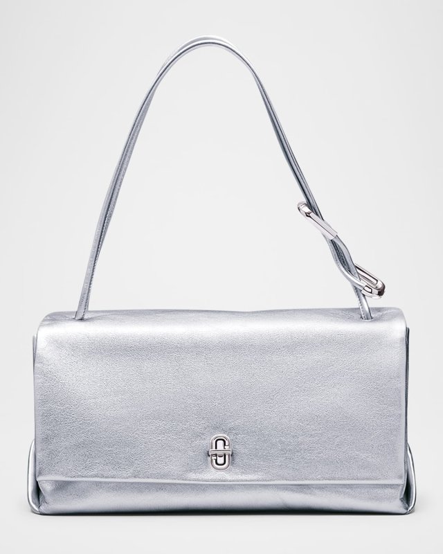 Metallic Leather Large Dual Shoulder Bag